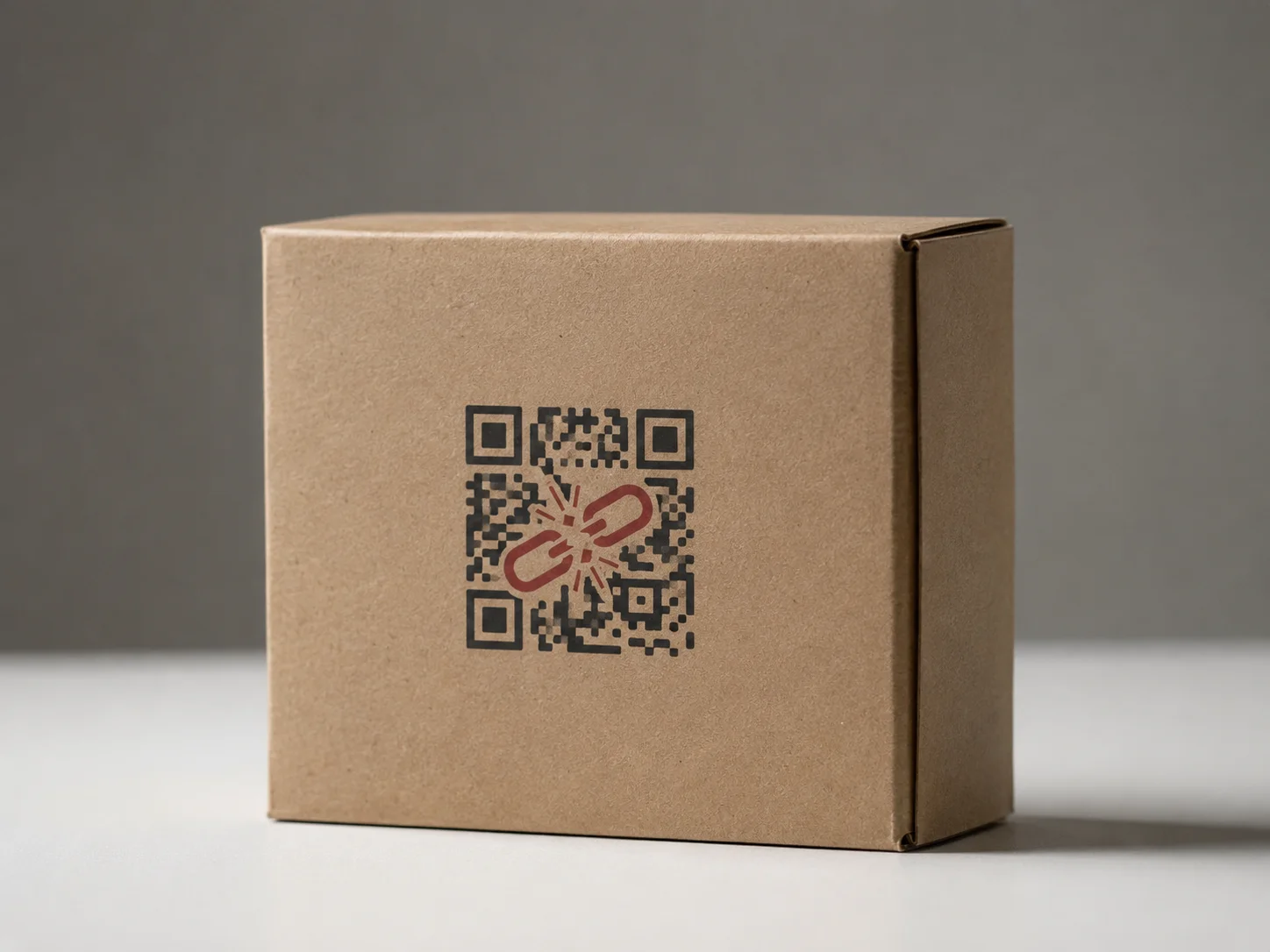 Product packaging on a retail shelf with a QR code showing a broken-link indicator — illustrating what happens when a subscription-based dynamic code goes inactive